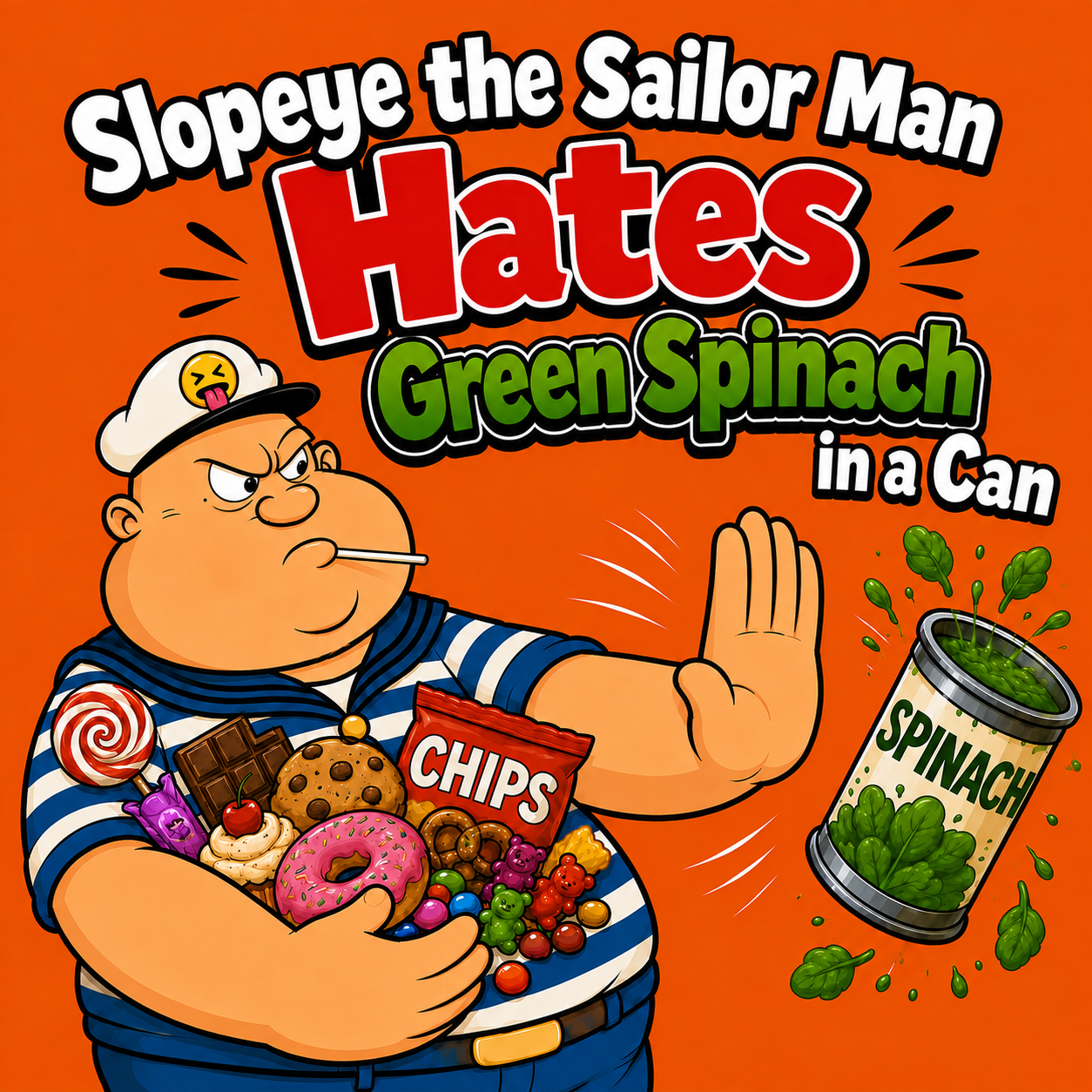 Slopeye the Sailor Man Hates Green Spinach in a Can cover